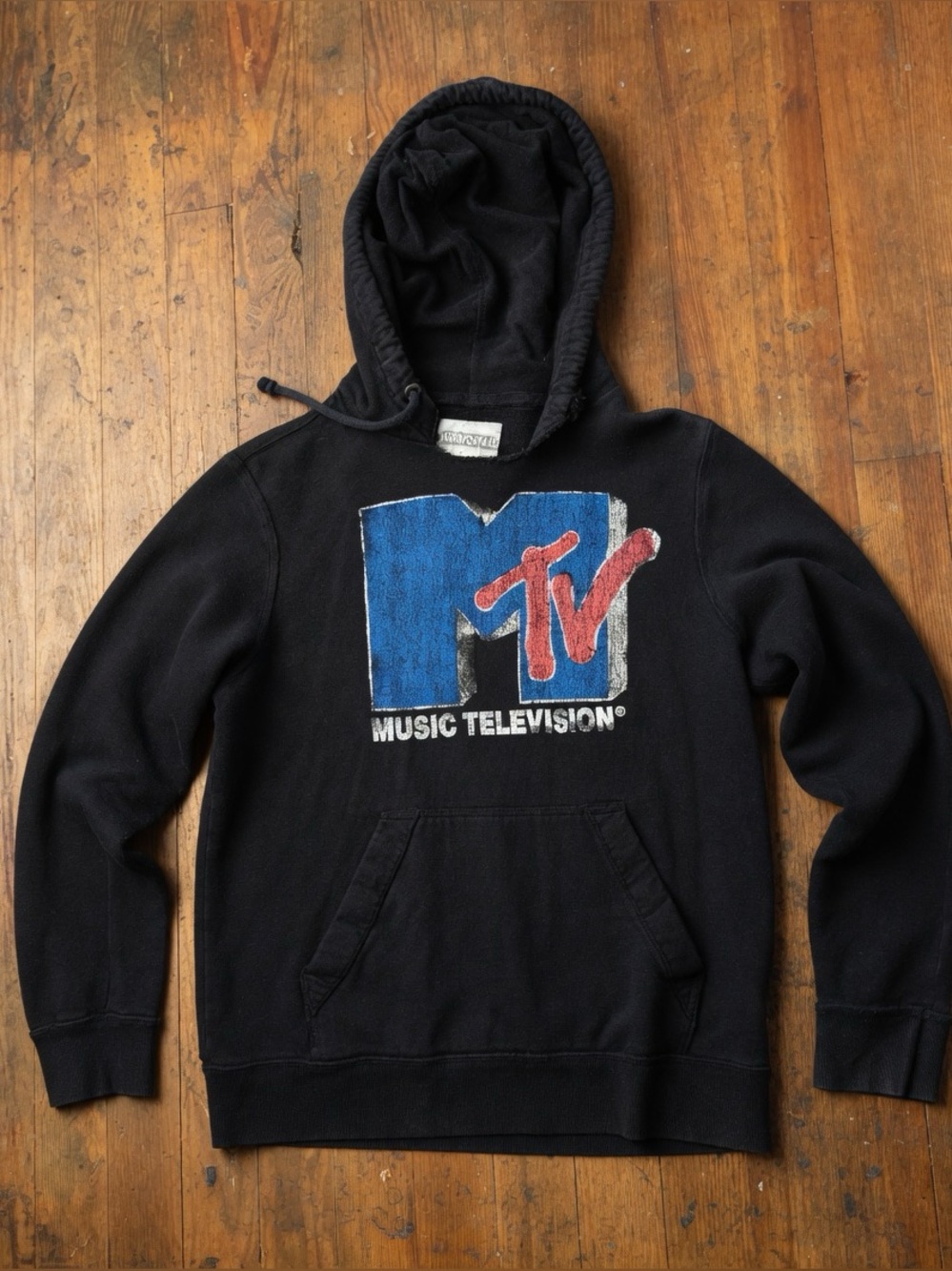 Aeropostale MTV Music Television Hoodie Navy Blue Pullover Size Small Y2K Style